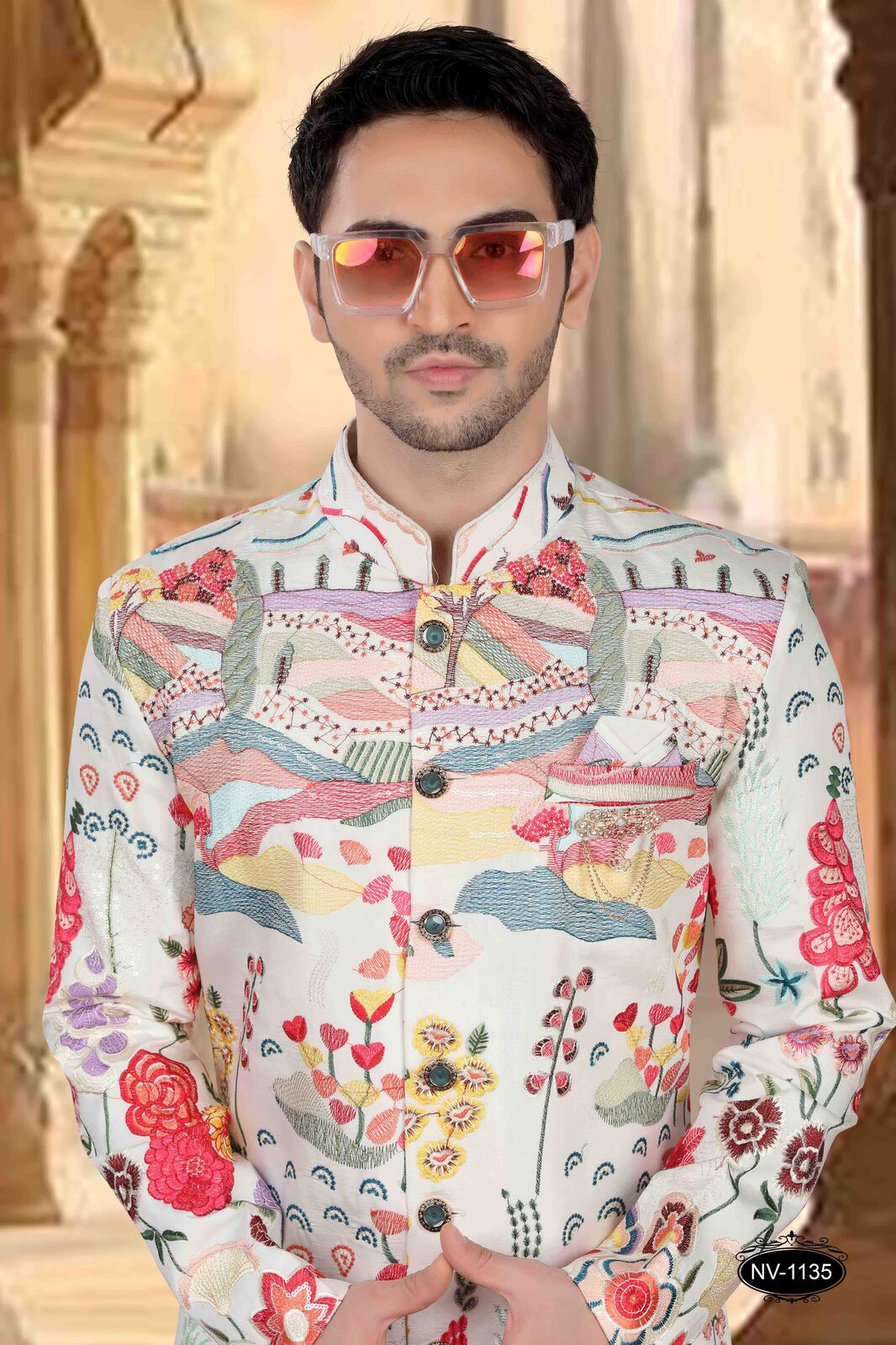 Heavy Thread and Sequence Embroidery All Over | White
