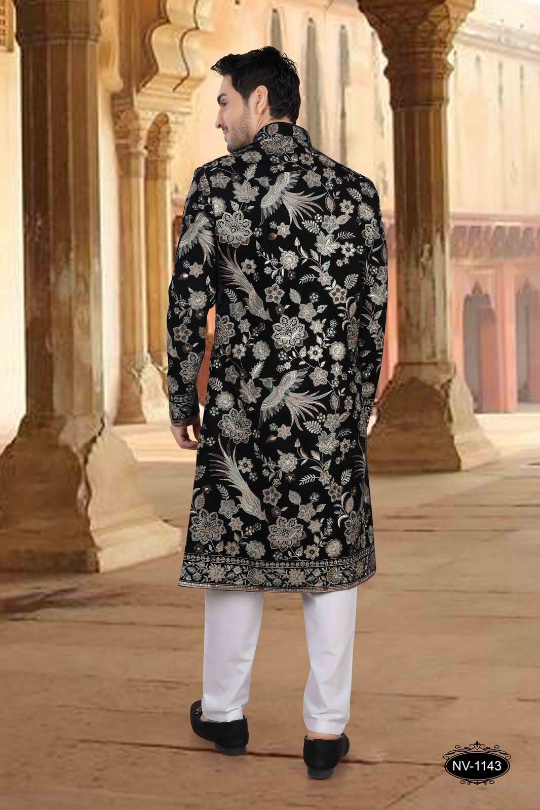 Heavy Thread and Sequence Embroidery All Over | Blue