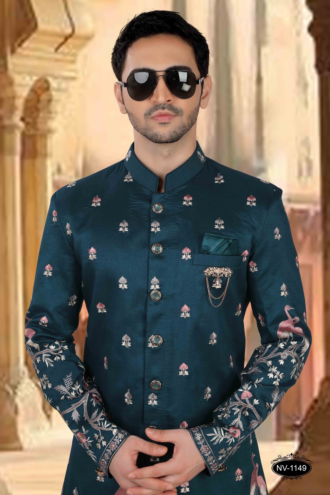 Thread and Sequence Embroidery All Over | Blue