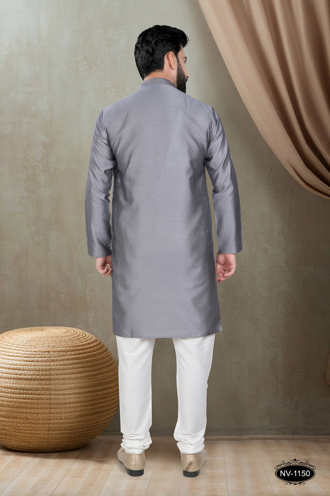 GREY KURTA WITH GEOMETRIC DESIGN FOR ALL ETHNIC EVENTS
