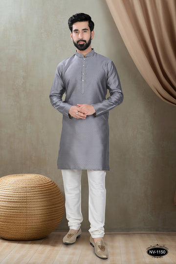 GREY KURTA WITH GEOMETRIC DESIGN FOR ALL ETHNIC EVENTS