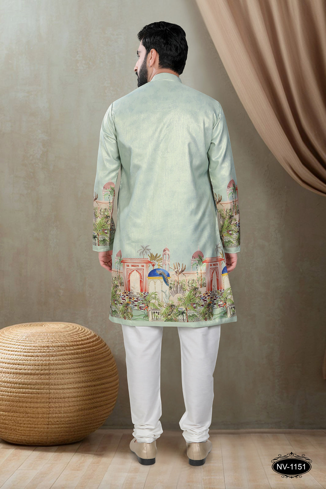 DESIGNER PANEL GREEN KURTA WITH ASTER FOR ALL ETHNIC EVENTS
