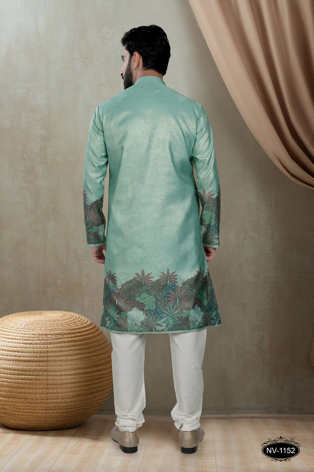 DESIGNER PANEL BLUISH-GREEN KURTA WITH ASTER FOR ALL ETHNIC EVENTS