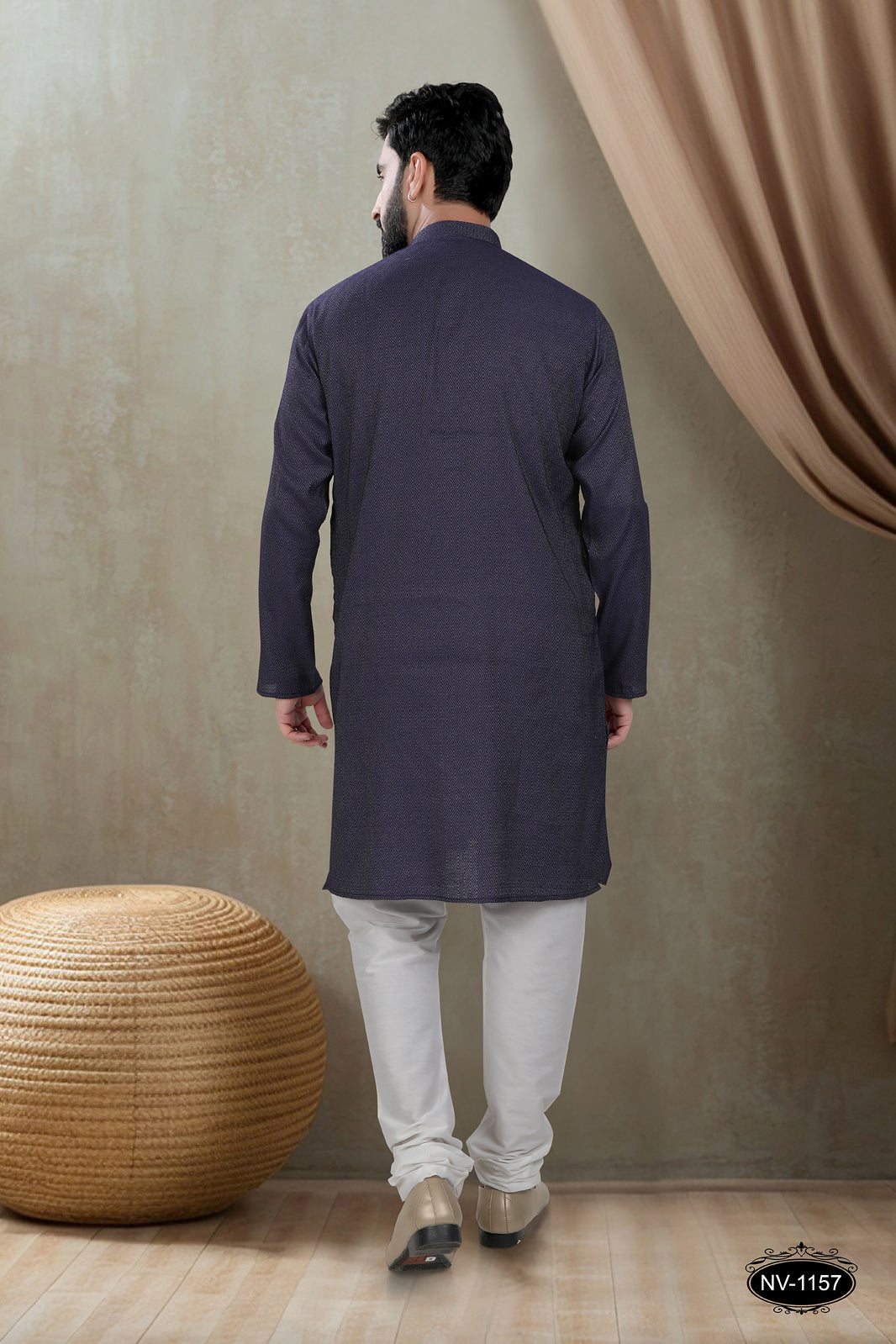 BLUE KURTA WITH GEOMETRIC DESIGN FOR ALL ETHNIC EVENTS
