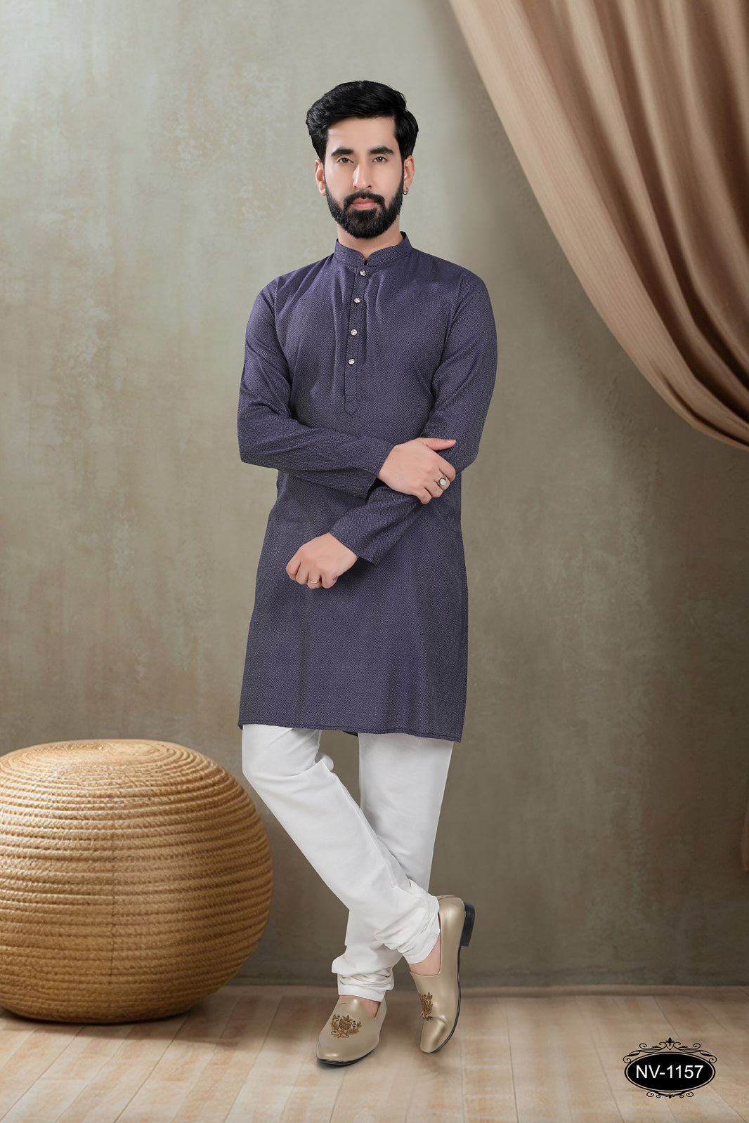 BLUE KURTA WITH GEOMETRIC DESIGN FOR ALL ETHNIC EVENTS