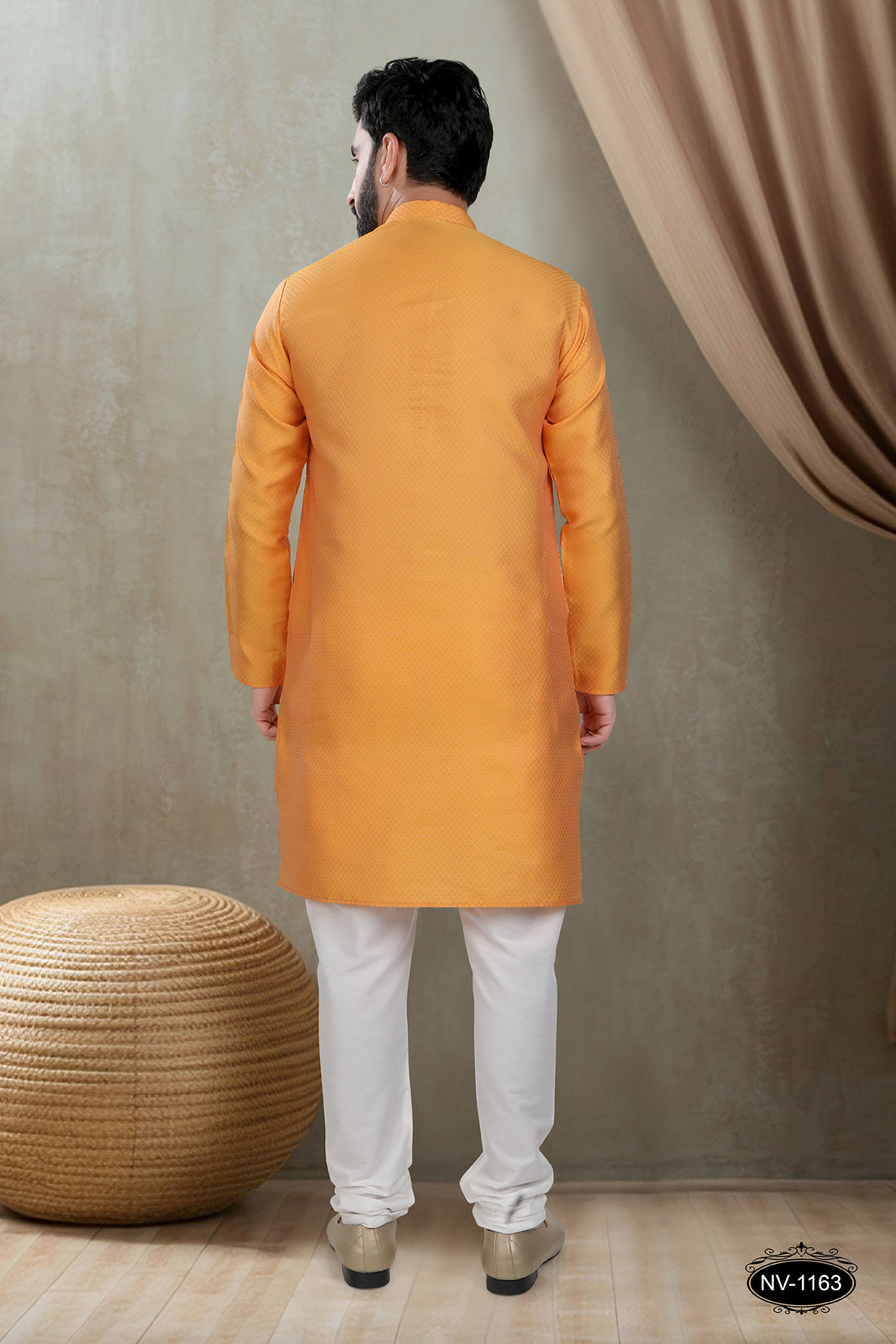ORANGE KURTA WITH GEOMETRIC DESIGN FOR ALL ETHNIC EVENTS