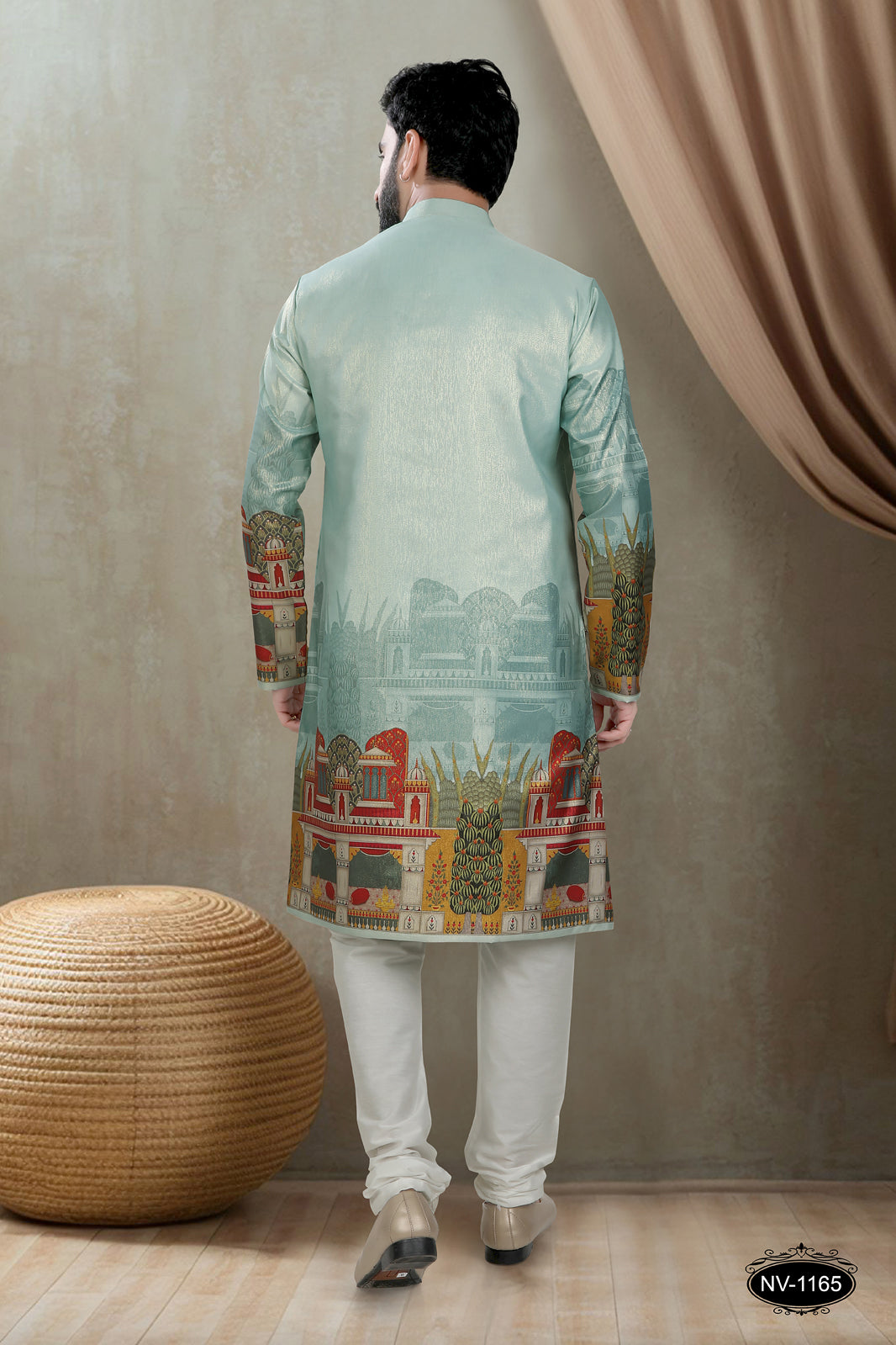 DESIGNER PANEL GREEN KURTA WITH ASTER FOR ALL ETHNIC EVENTS