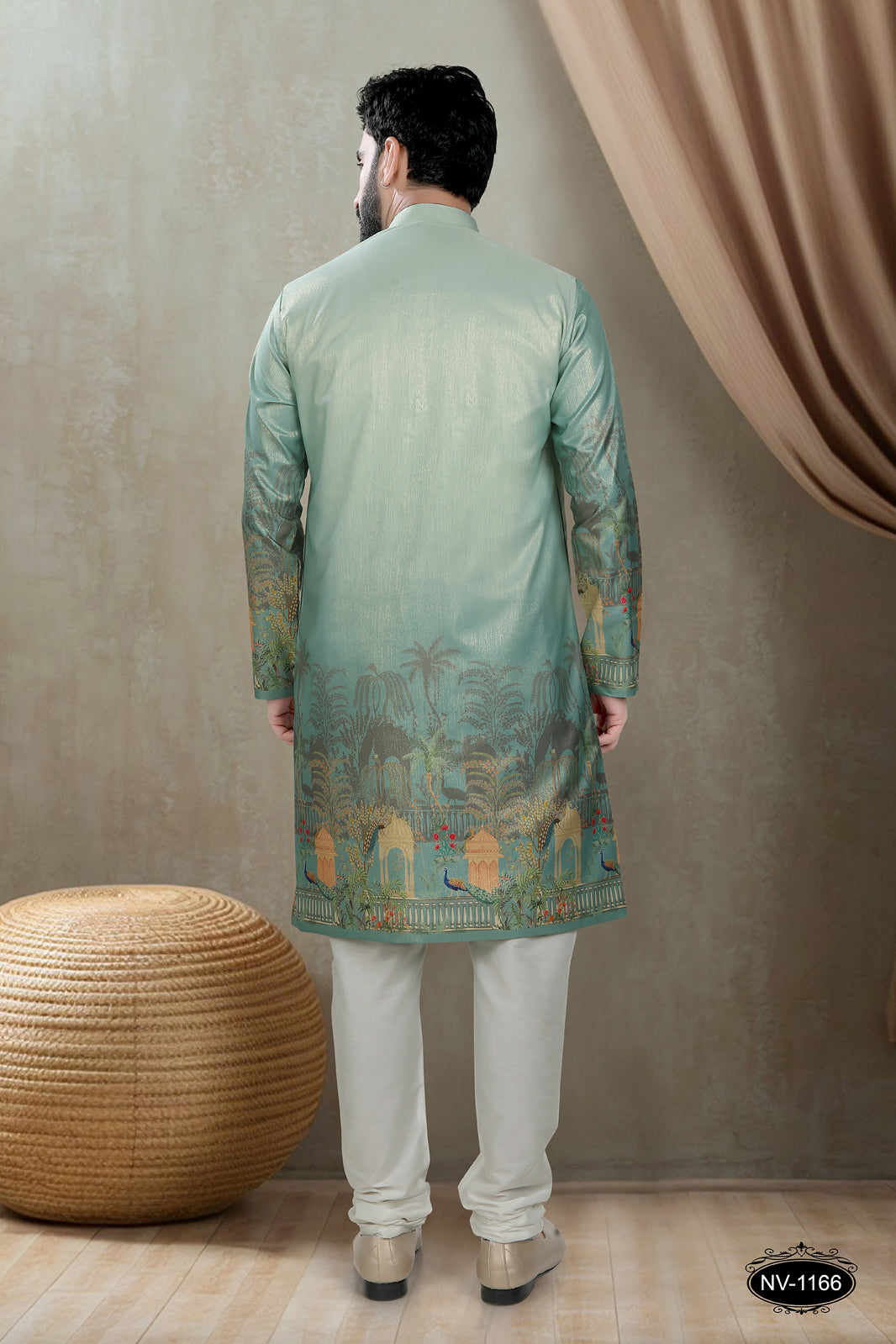 DESIGNER PANEL GREEN KURTA WITH ASTER FOR ALL ETHNIC EVENTS