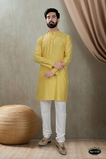 YELLOW KURTA WITH GEOMETRIC DESIGN FOR ALL ETHNIC EVENTS