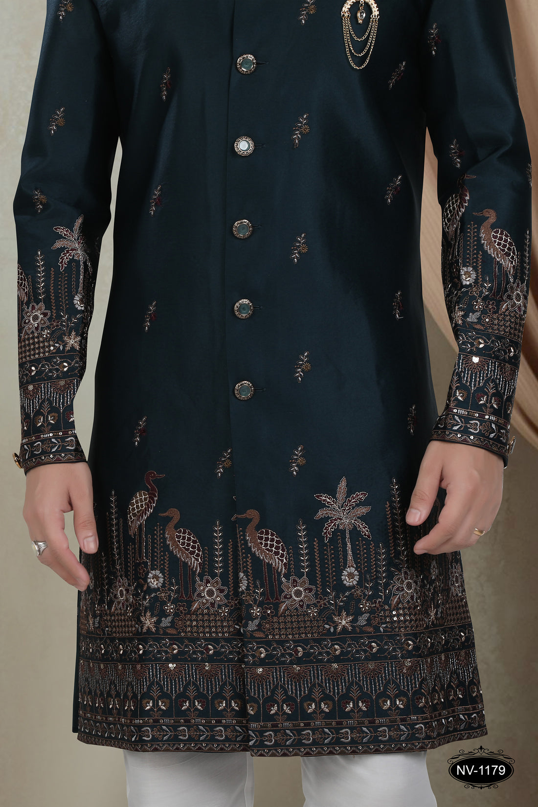 BLUE TONE INDO-WESTERN SET WITH HEAVY PANEL EMBROIDERY