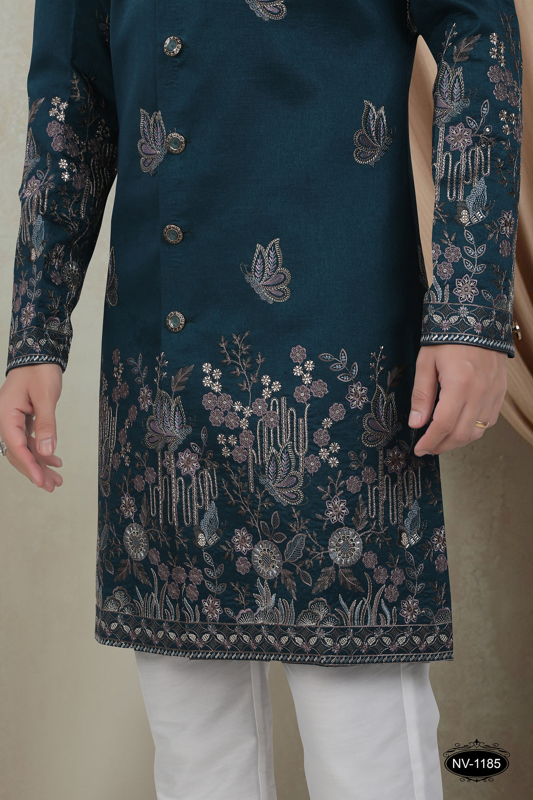 BLUE HUE INDO-WESTERN SET WITH HEAVY PANEL EMBROIDERY
