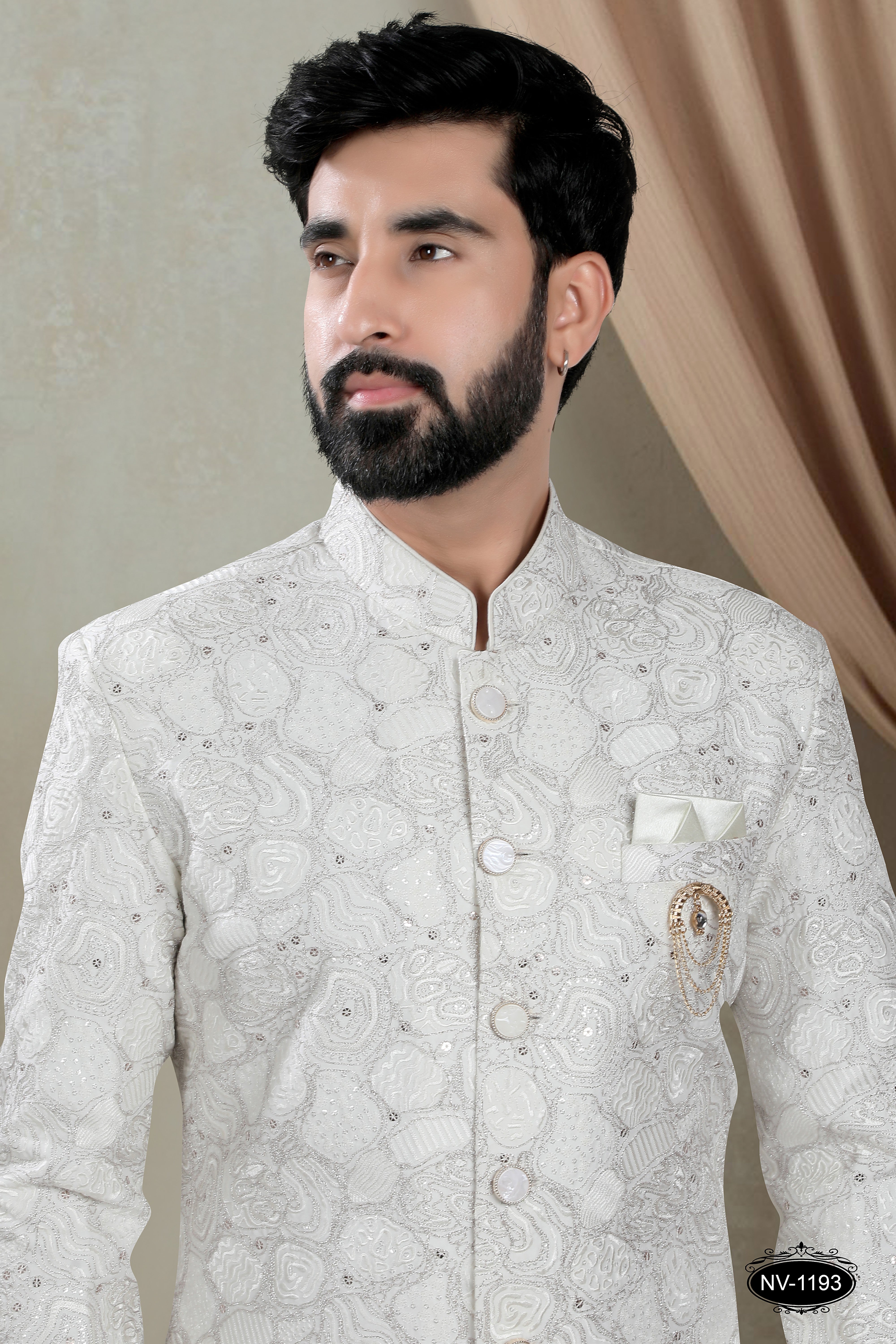 WHITE HUE INDO-WESTERN SET WITH HEAVY THREAD EMBROIDERY ALL-OVER