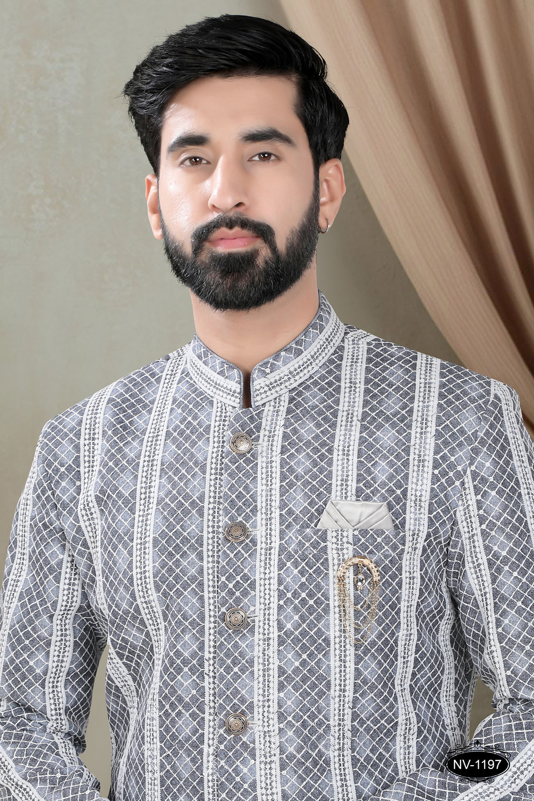 LAKHNAVI INDO-WESTERN SET IN GREY HUE FOR EVERY CEREMONIES