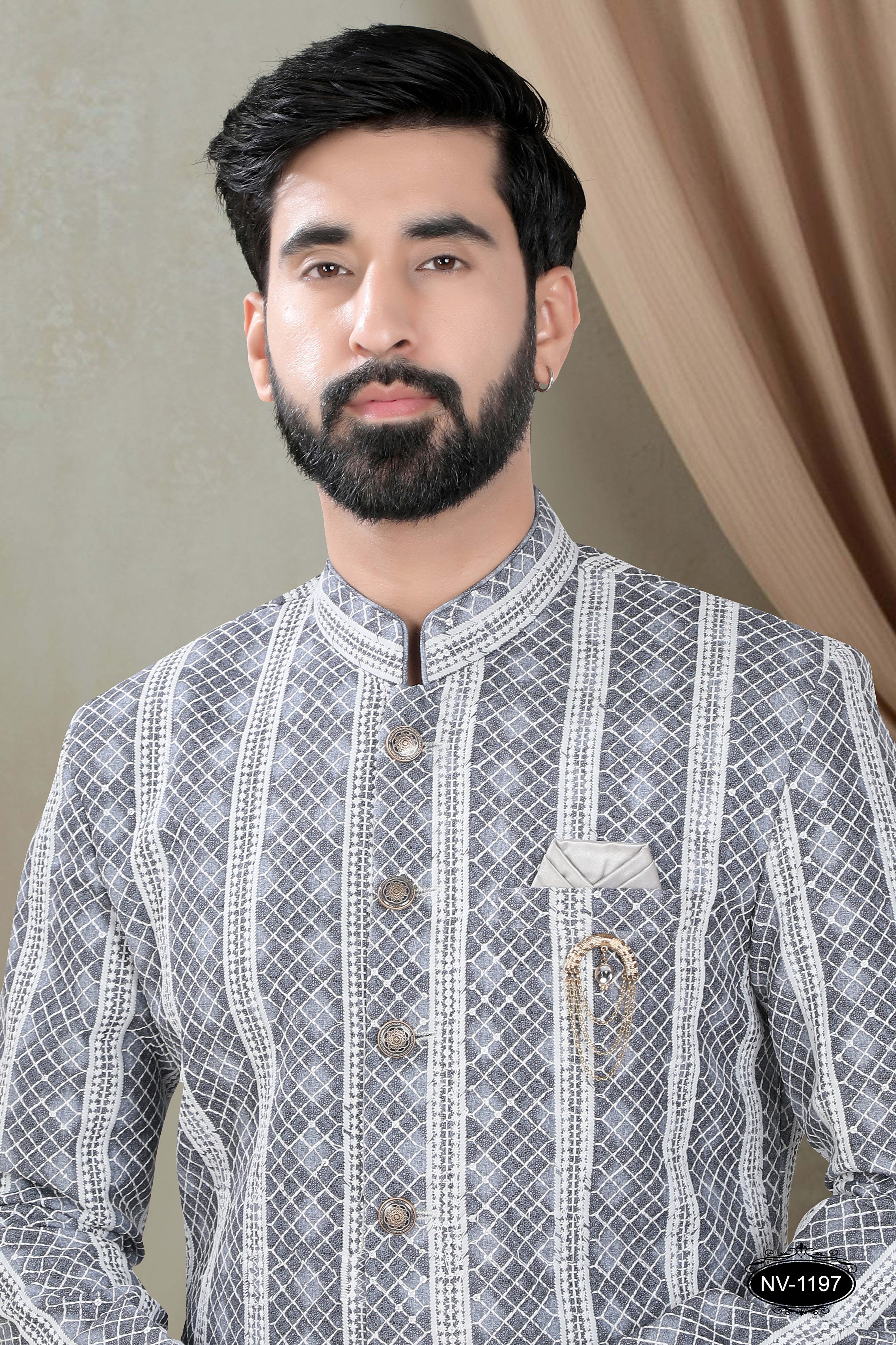 LAKHNAVI INDO-WESTERN SET IN GREY HUE FOR EVERY CEREMONIES
