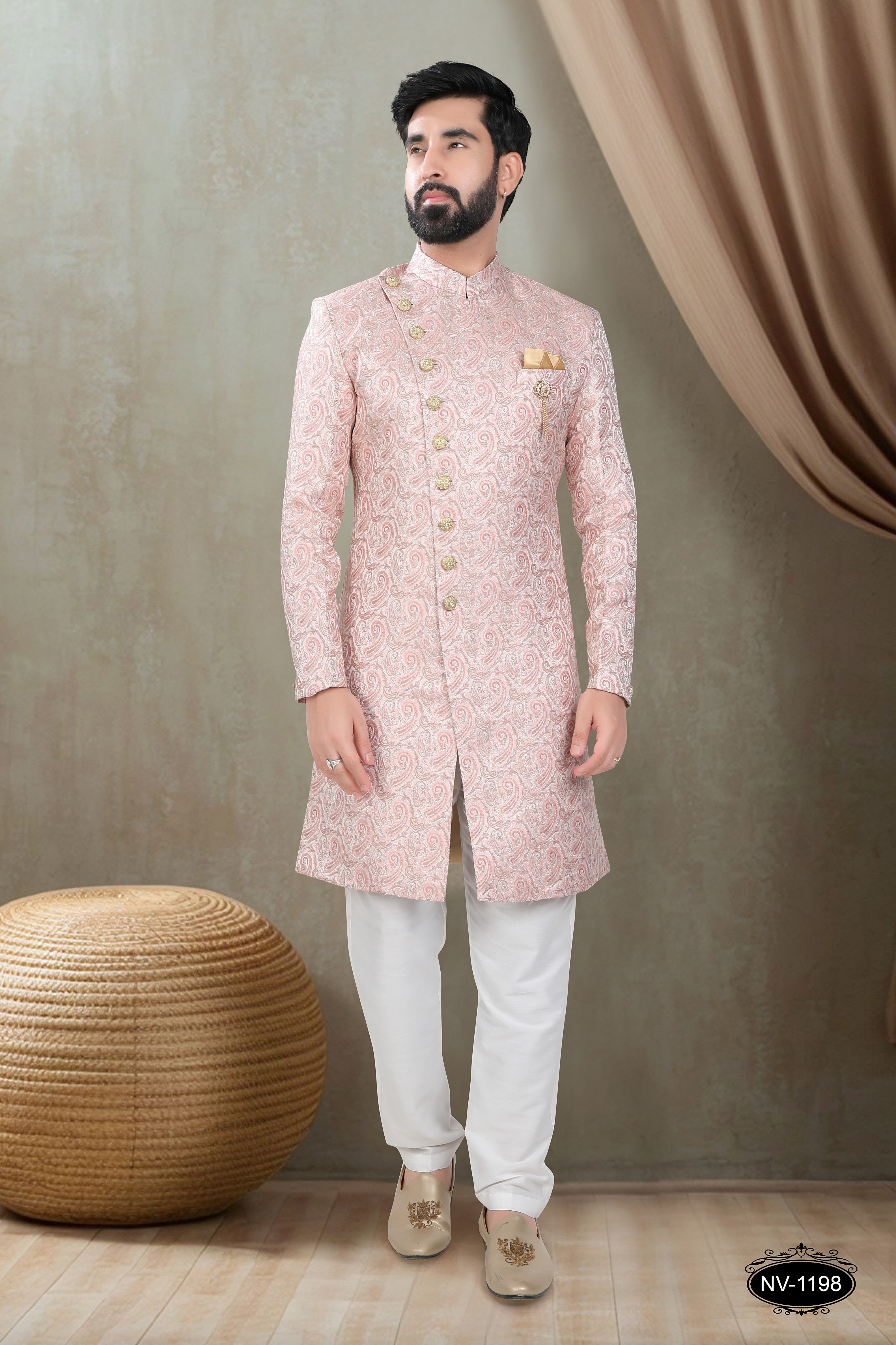PINK TONE INDO-WESTERN SET WITH SELF-DESIGN FOR EVERY CEREMONIES