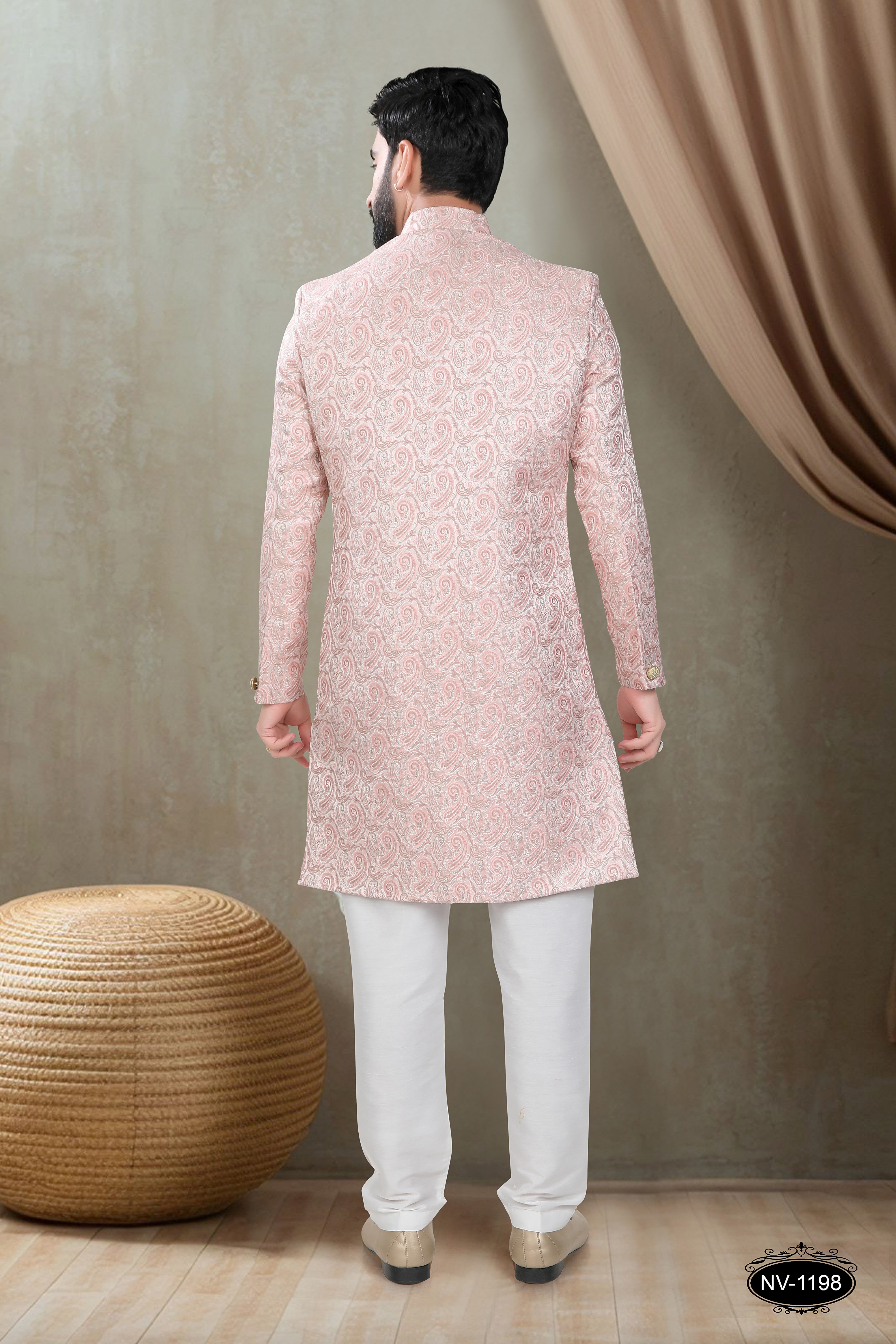 PINK TONE INDO-WESTERN SET WITH SELF-DESIGN FOR EVERY CEREMONIES