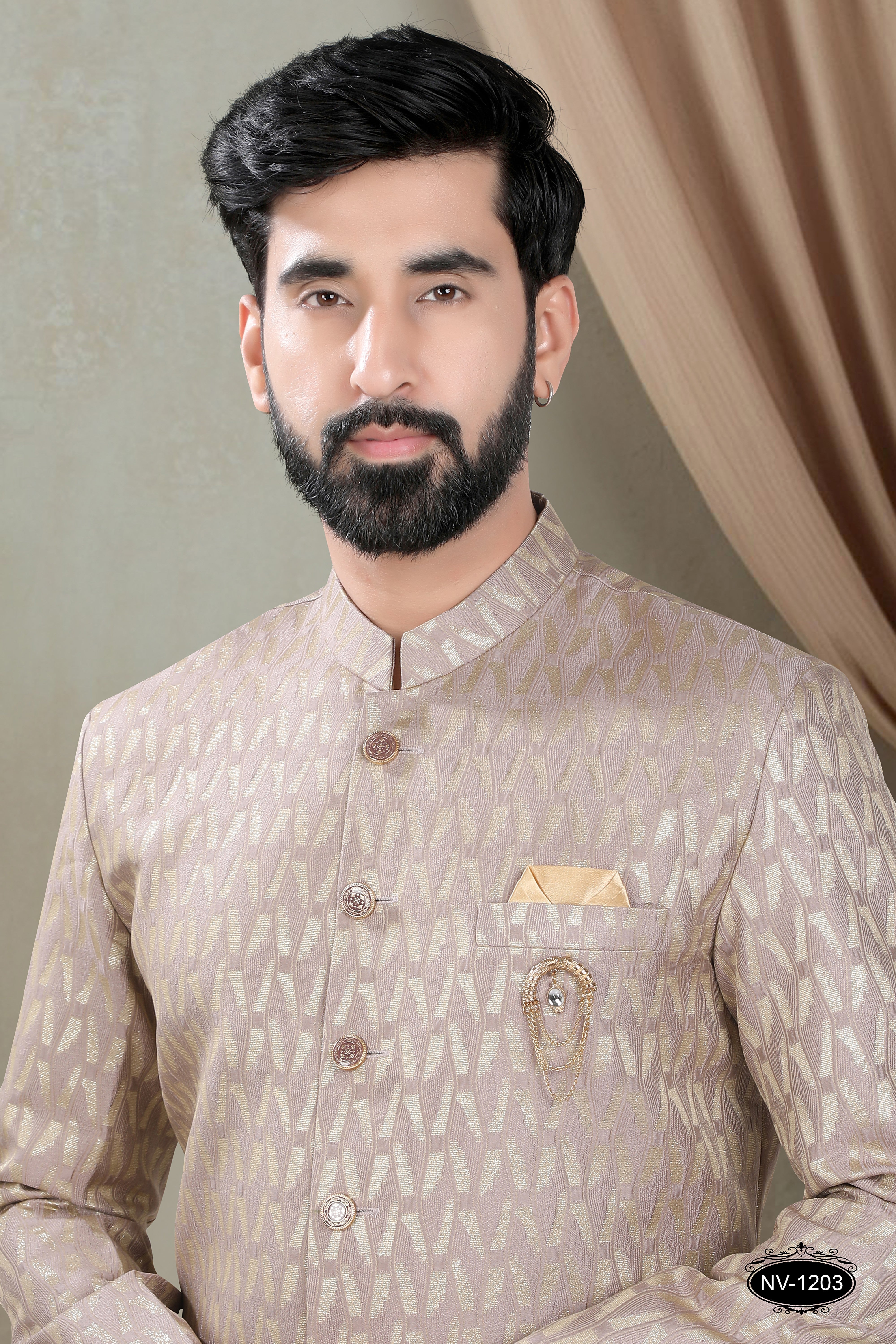 ONION-PINK HUE INDO-WESTERN SET WITH SELF-DESIGN FOR EVERY CEREMONIES