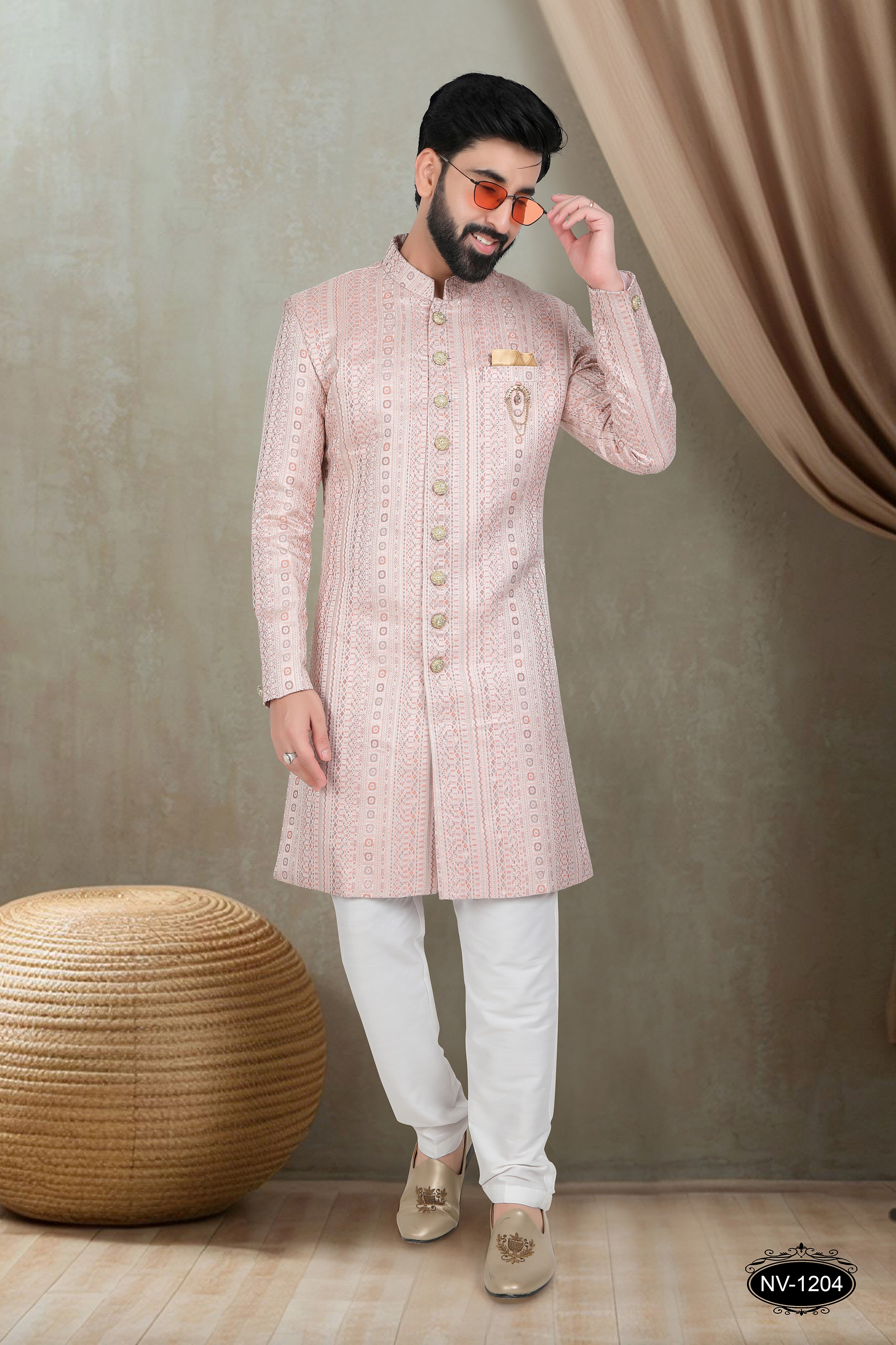 PINK TONE INDO-WESTERN SET WITH SELF-DESIGN FOR EVERY CEREMONIES