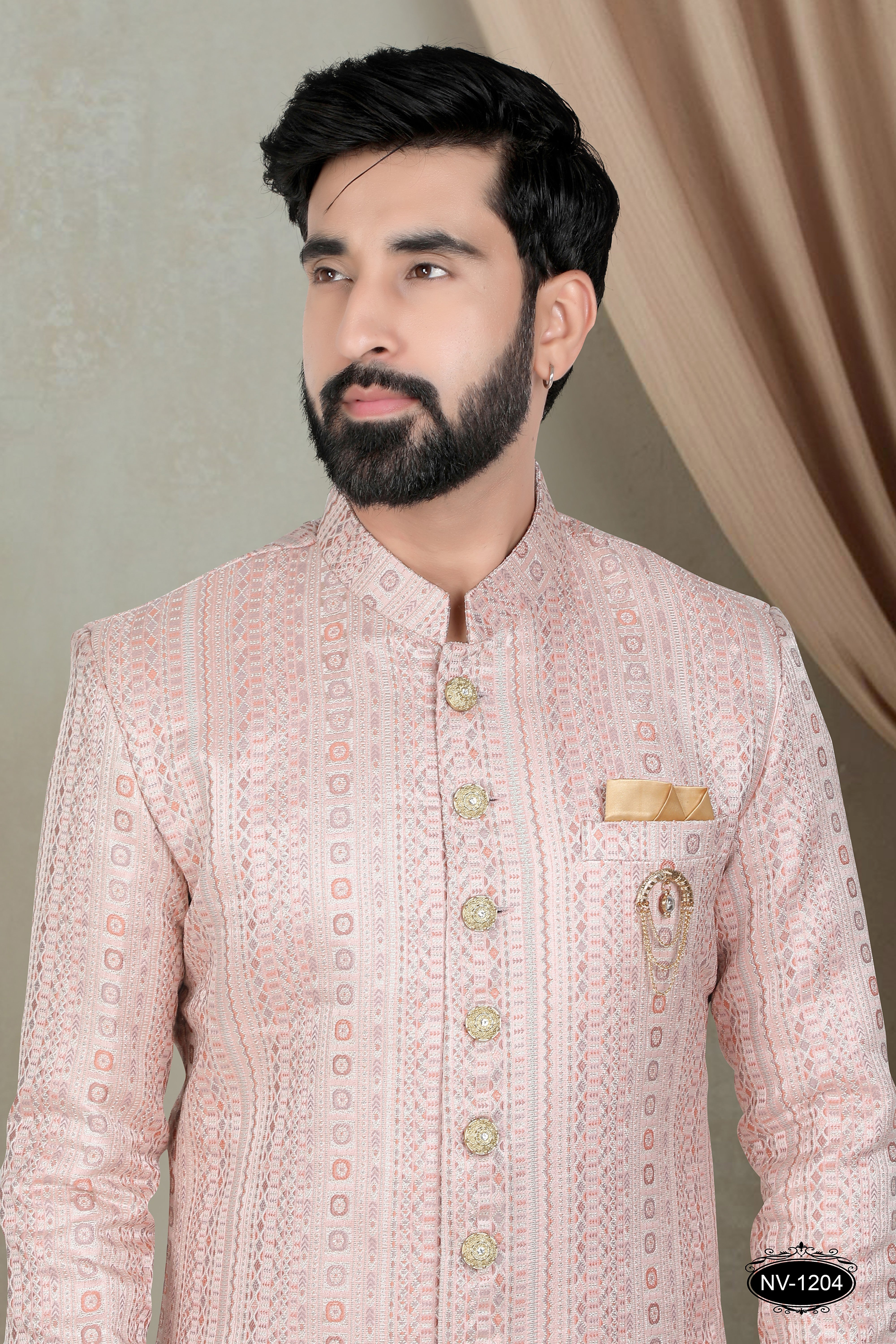 PINK TONE INDO-WESTERN SET WITH SELF-DESIGN FOR EVERY CEREMONIES