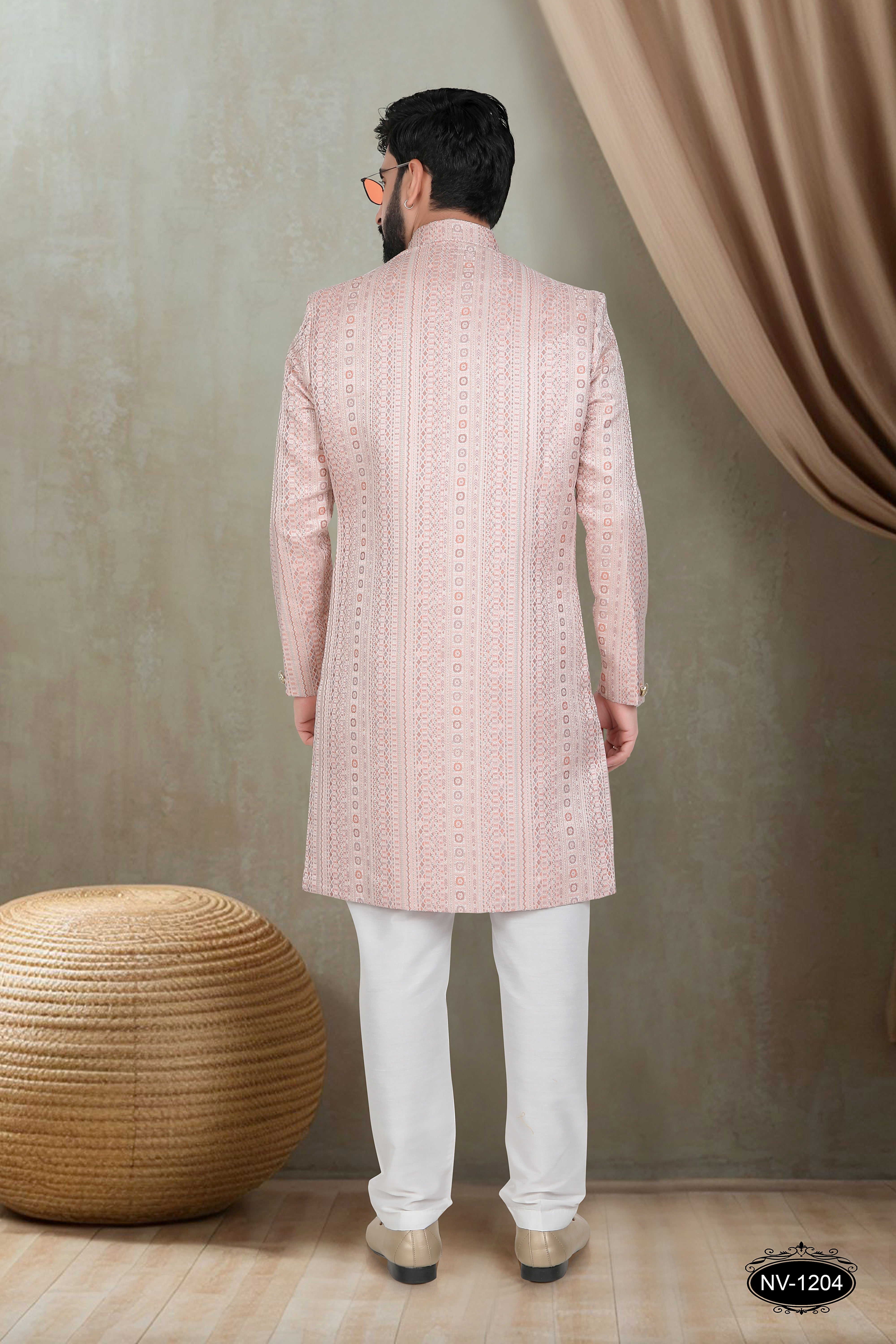 PINK TONE INDO-WESTERN SET WITH SELF-DESIGN FOR EVERY CEREMONIES