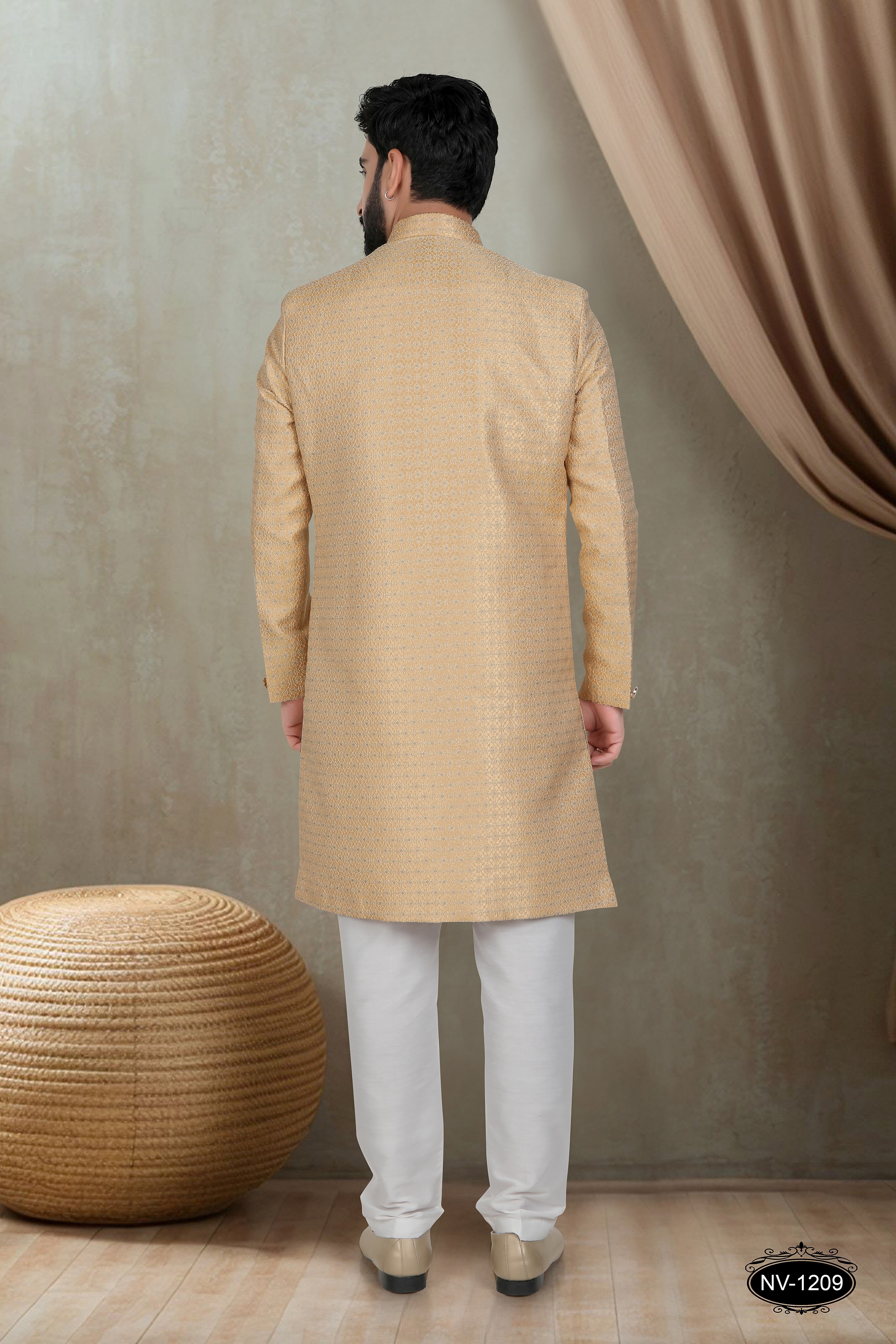 YELLOW HUE INDO-WESTERN SET WITH SELF-DESIGN FOR EVERY CEREMONIES