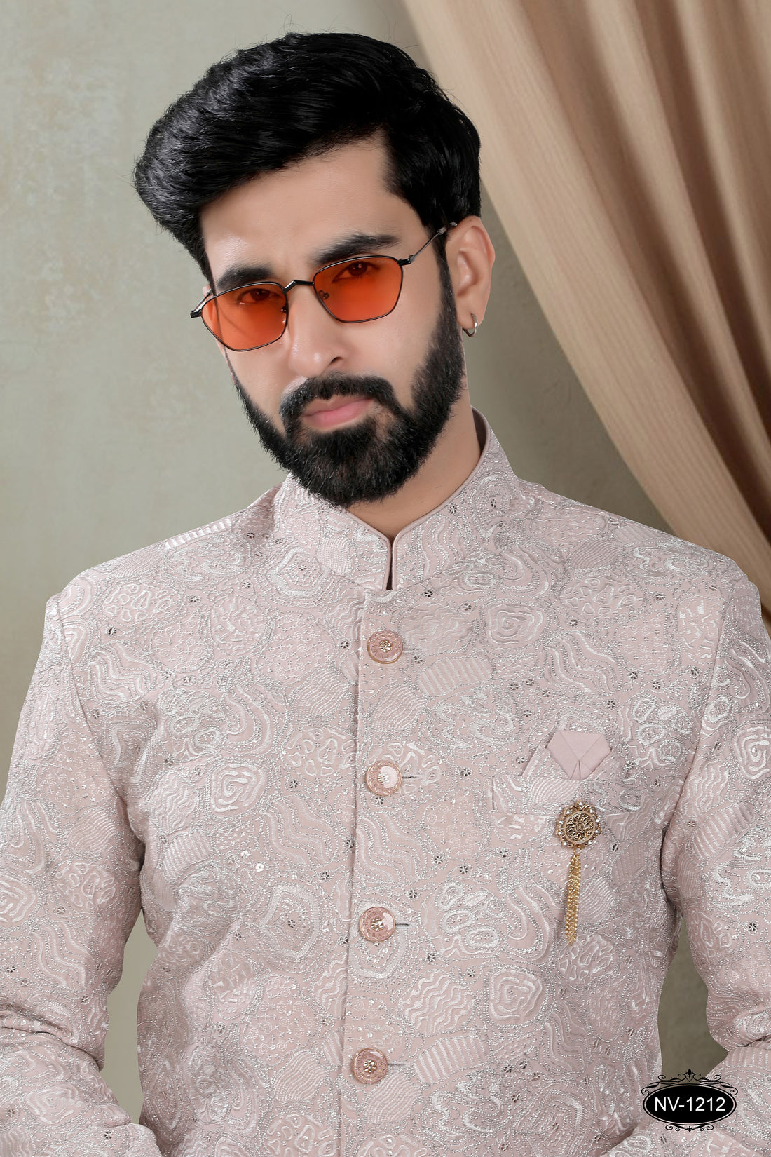 PINK TONE INDO-WESTERN SET WITH HEAVY THREAD EMBROIDERY ALL-OVER