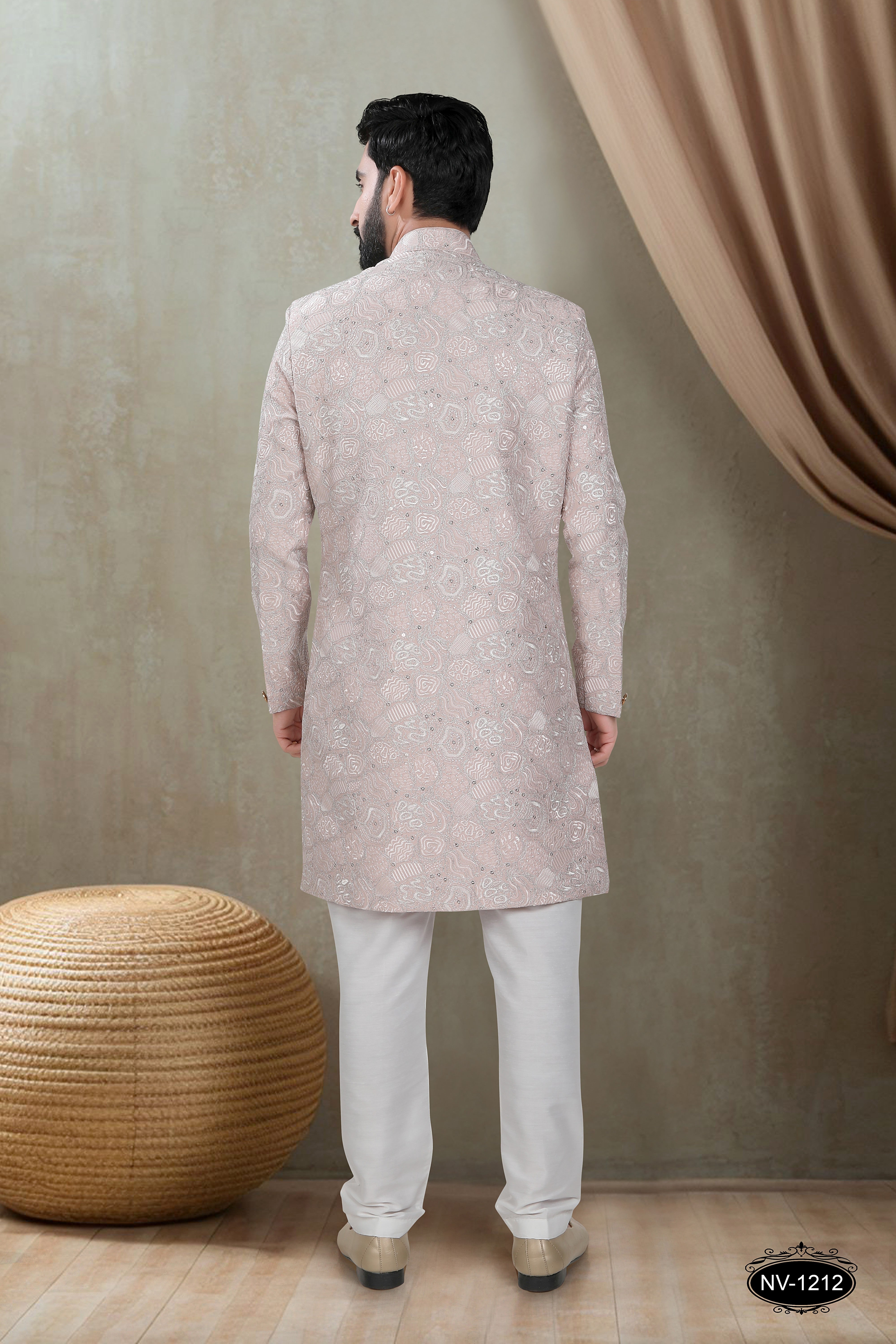PINK TONE INDO-WESTERN SET WITH HEAVY THREAD EMBROIDERY ALL-OVER