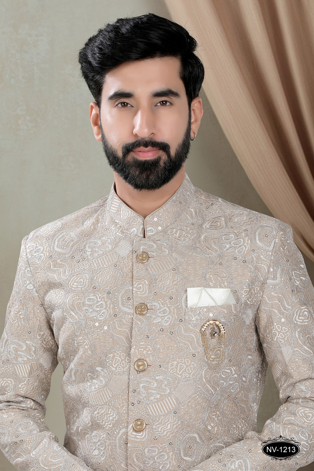 BEIGE HUE INDO-WESTERN SET WITH HEAVY THREAD EMBROIDERY ALL-OVER