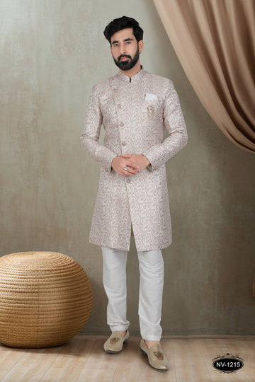 PINK TONE INDO-WESTERN SET WITH SELF-DESIGN FOR EVERY CEREMONIES
