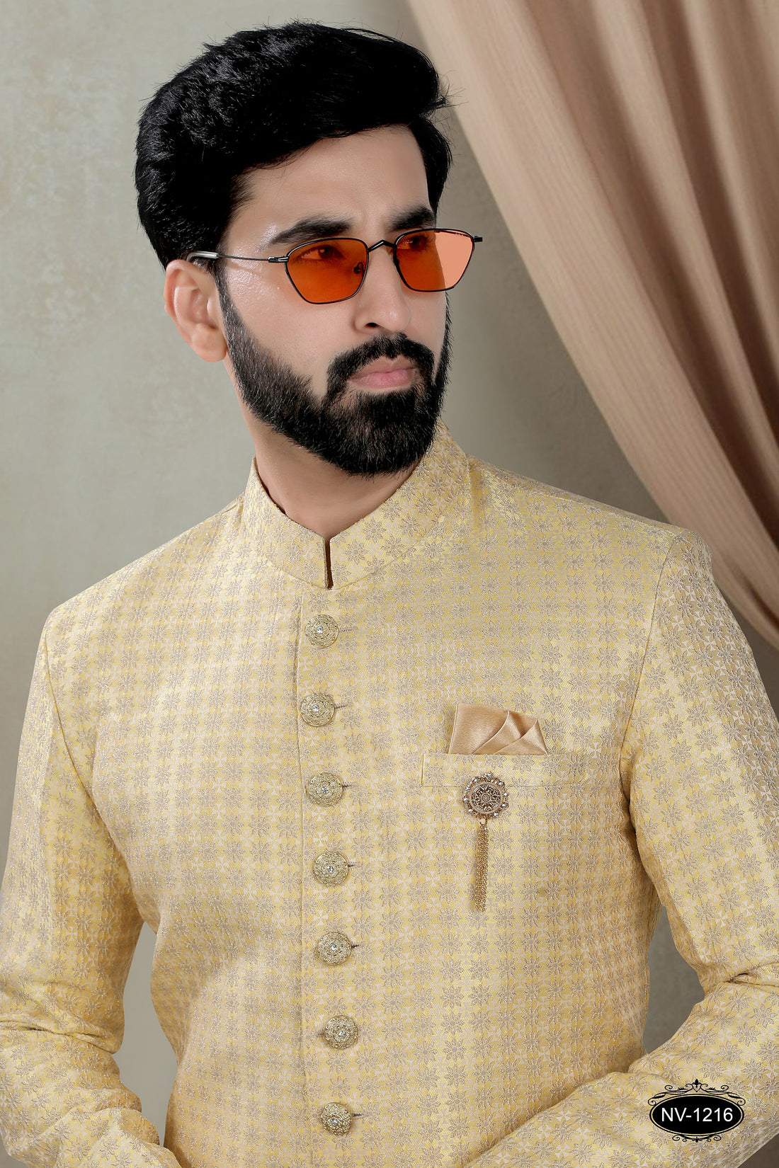 YELLOW HUE INDO-WESTERN SET WITH SELF-DESIGN FOR EVERY CEREMONIES