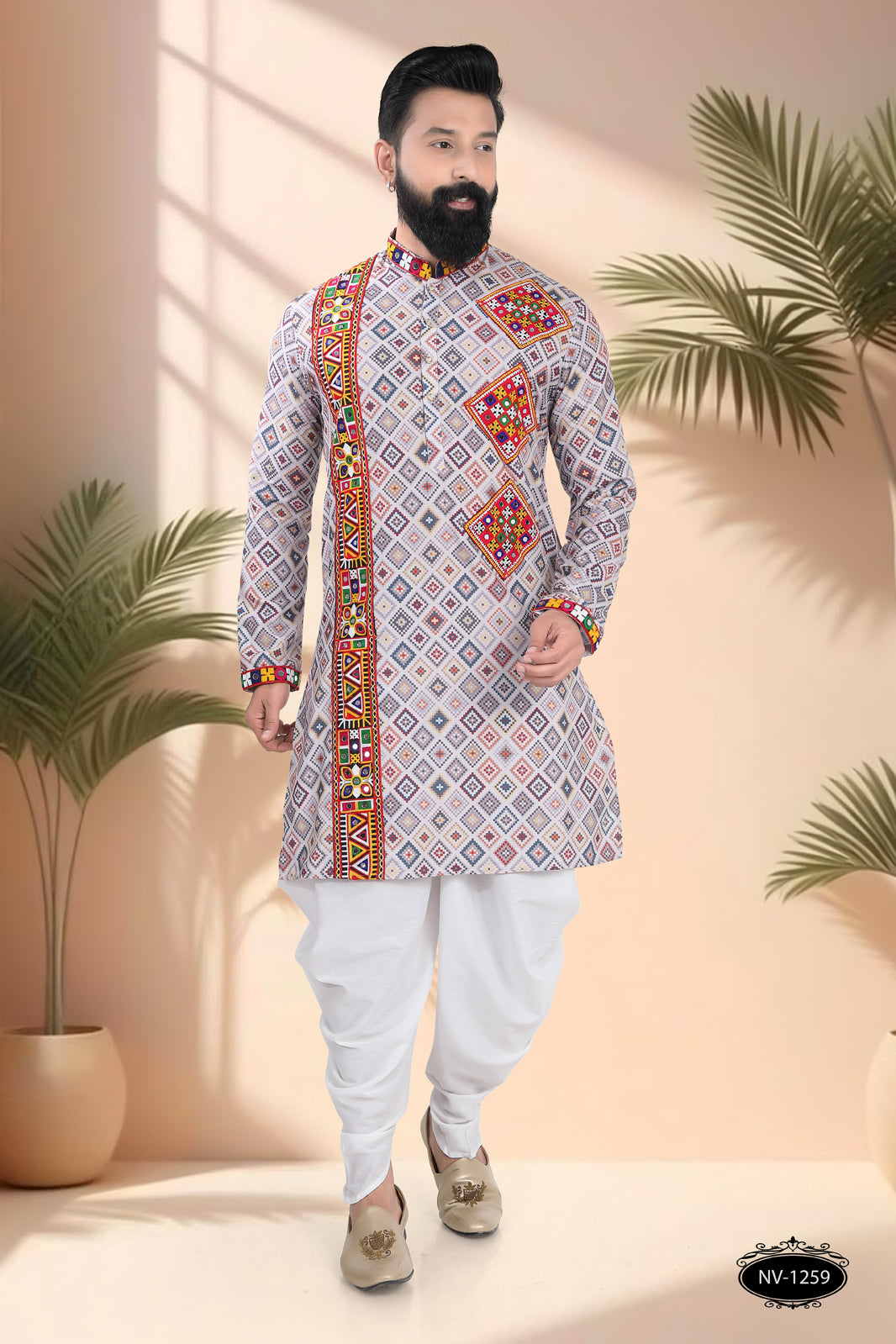 MULTI-COLOUR ONLY KURTA WITH LACE & PATCHWORK ACCENTS FOR NAVRATRI