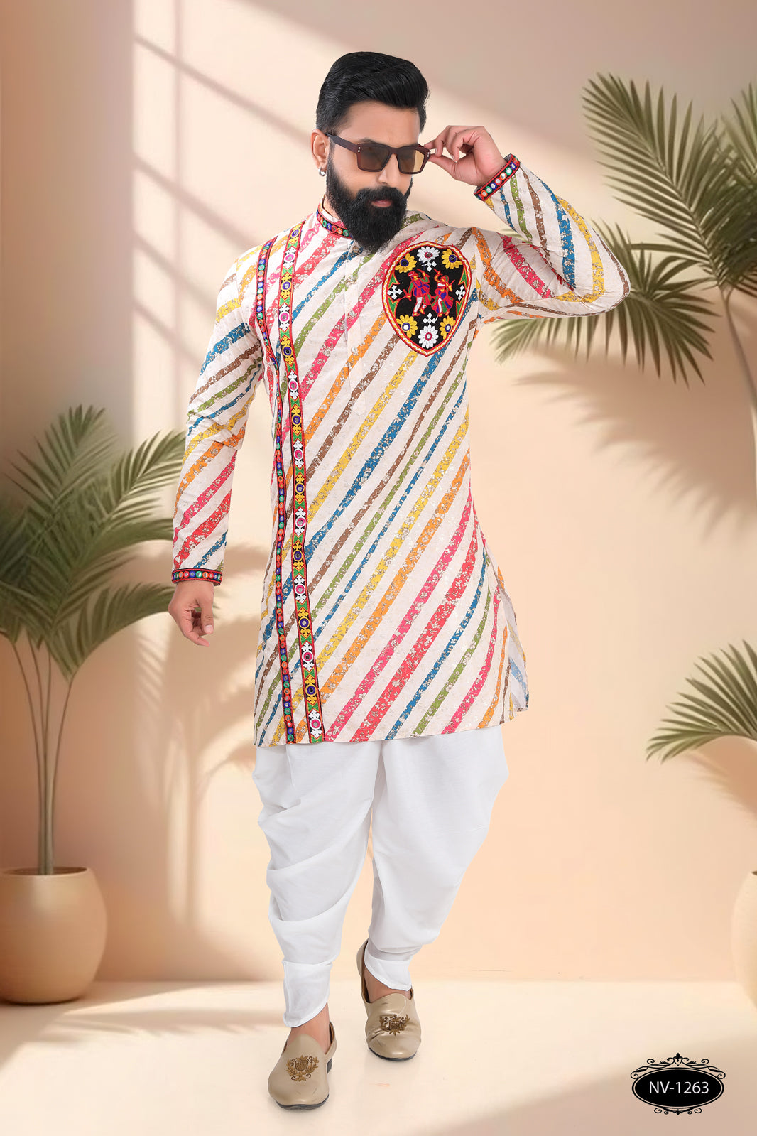 MULTI-COLOUR ONLY KURTA WITH LACE & PATCHWORK ACCENTS FOR NAVRATRI