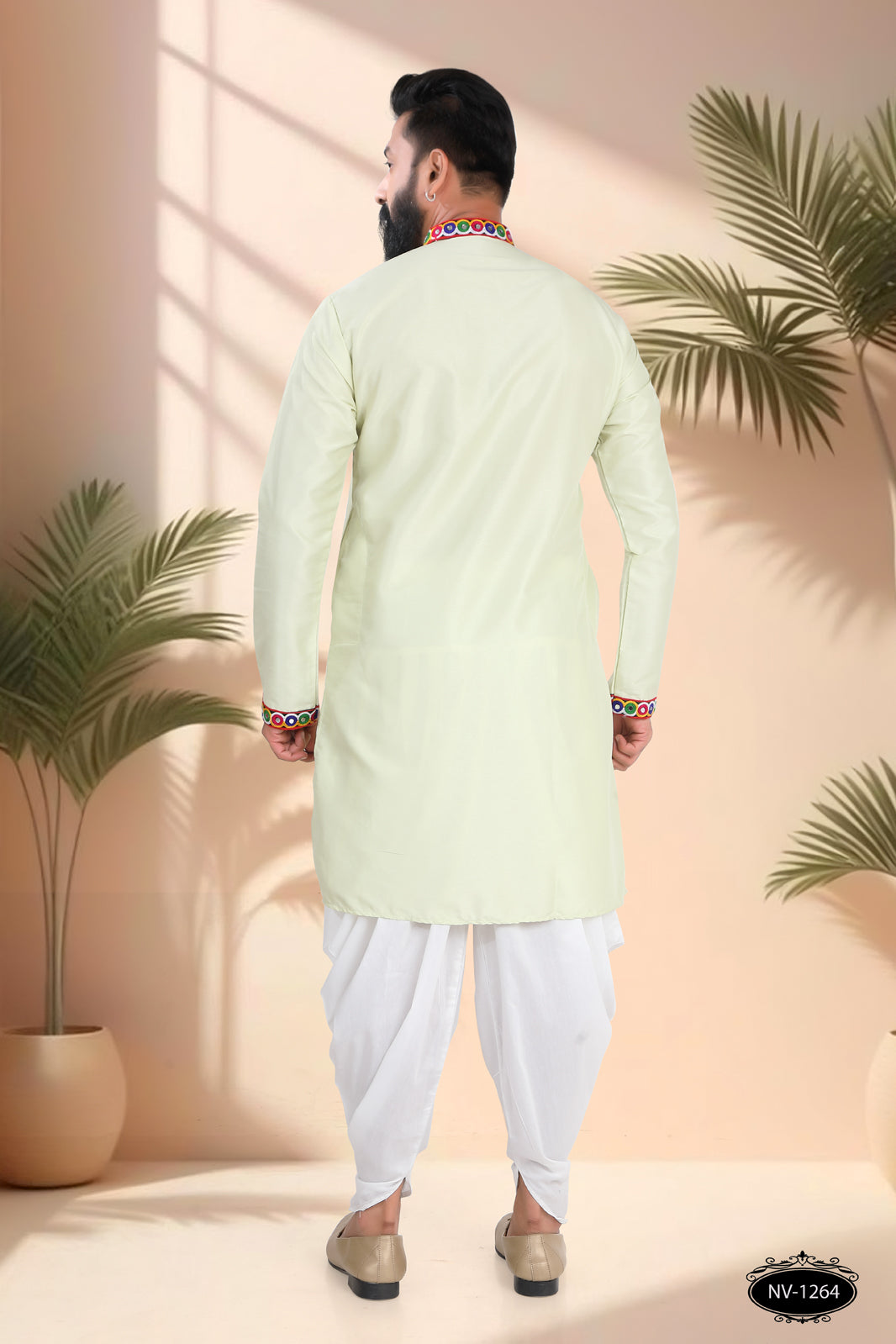 PASTEL-GREEN ONLY KURTA WITH LACE & PATCHWORK ACCENTS FOR NAVRATRI