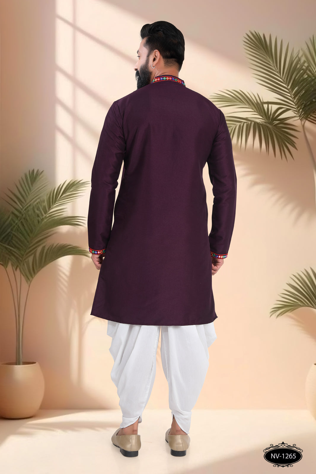 WINE TONE ONLY KURTA WITH LACE ACCENT FOR NAVRATRI