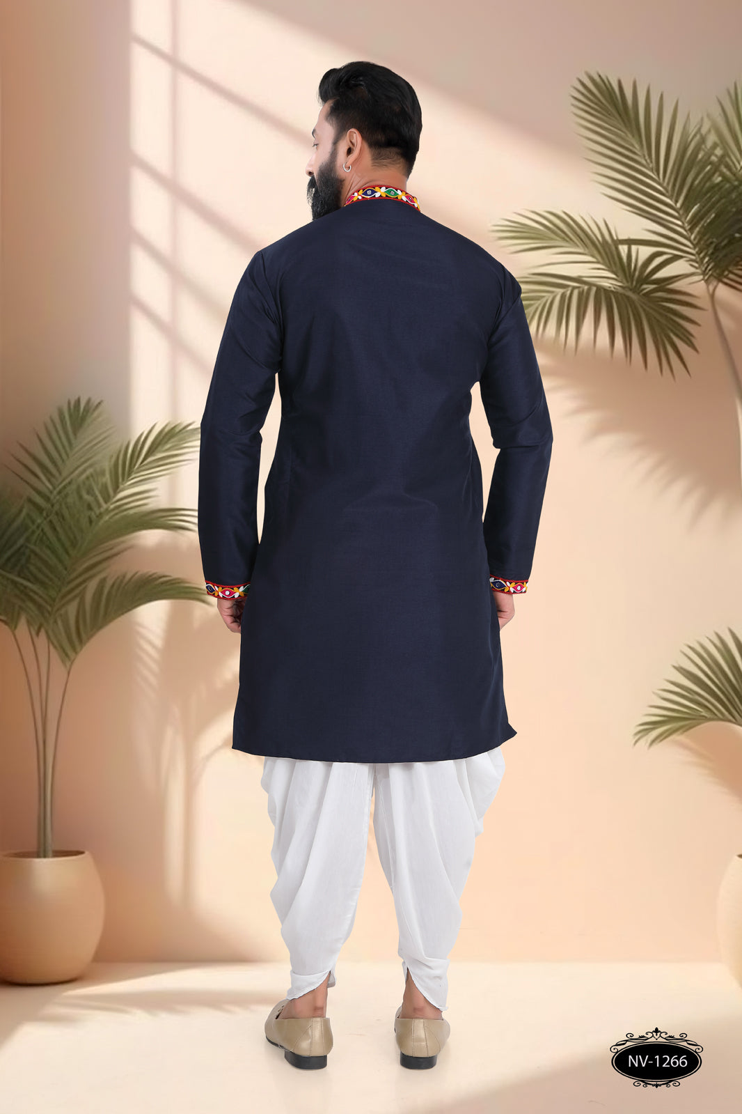DEEP-BLUE TONE ONLY KURTA WITH LACE ACCENTS FOR NAVRATRI