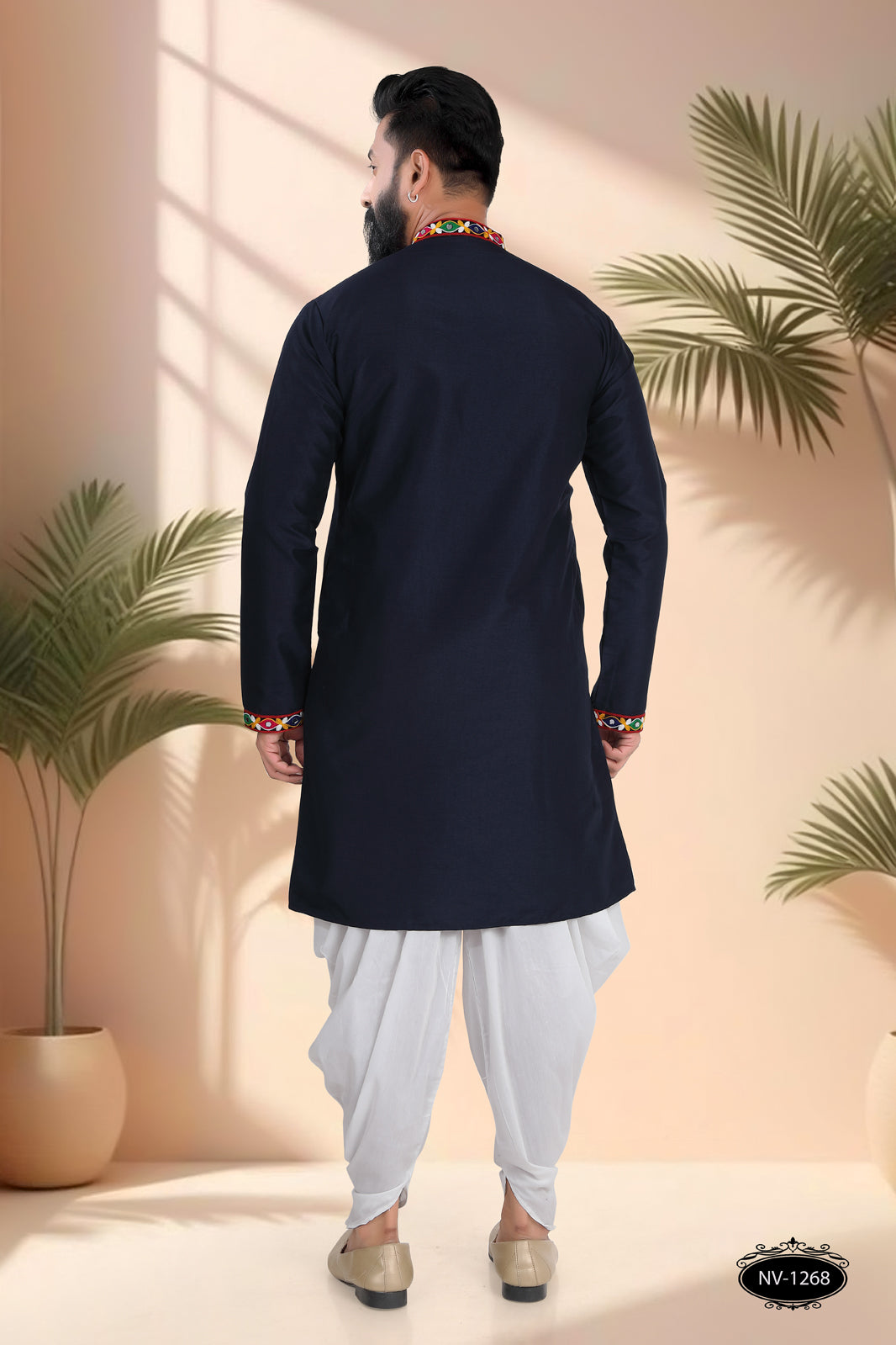 DEEP-BLUE TONE ONLY KURTA WITH LACE ACCENTS FOR NAVRATRI