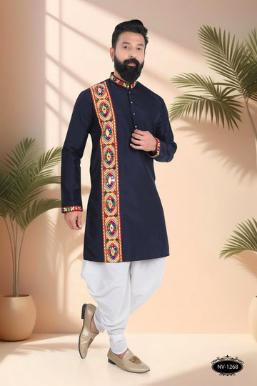 DEEP-BLUE TONE ONLY KURTA WITH LACE ACCENTS FOR NAVRATRI
