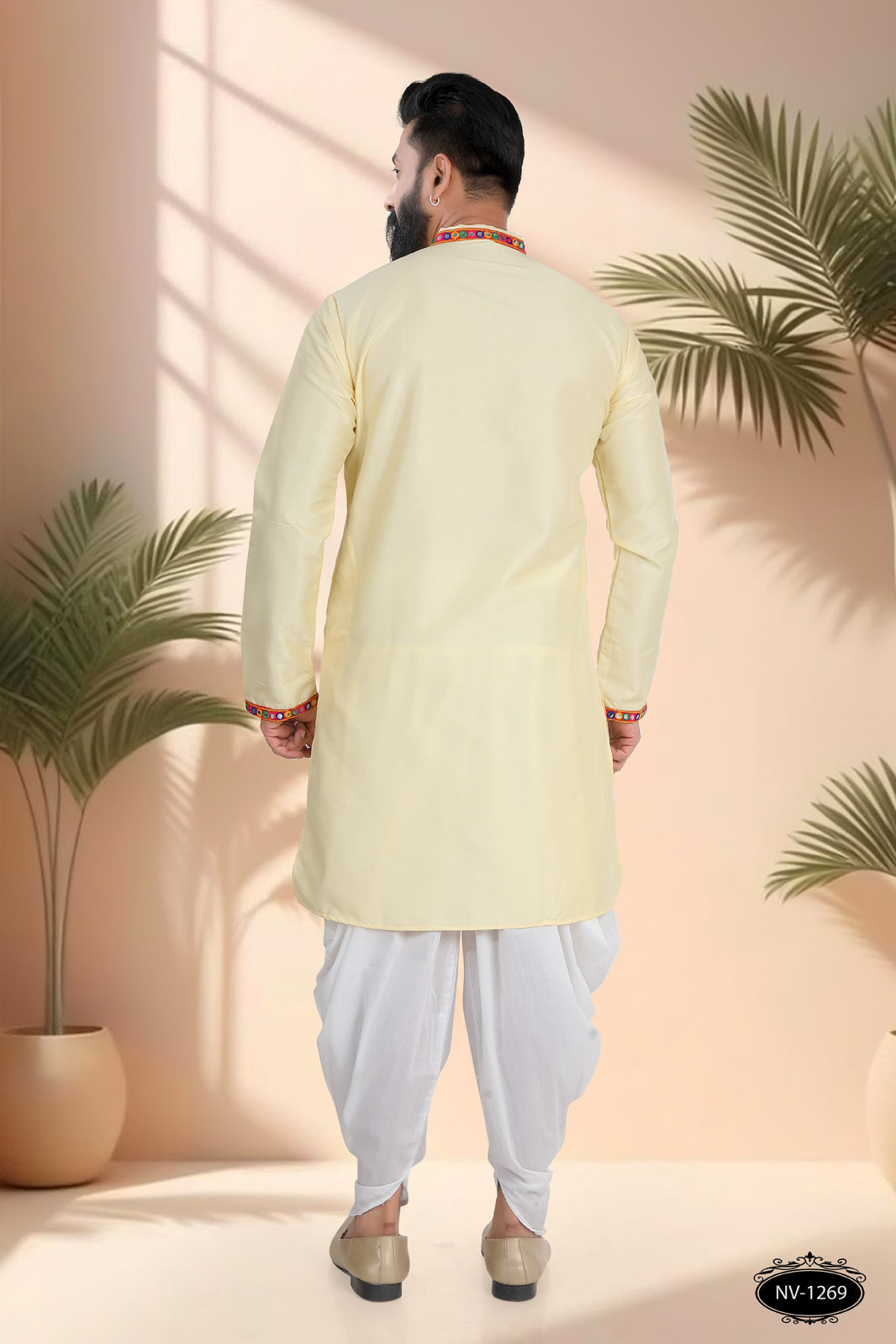 PASTEL-YELLOW TONE ONLY KURTA WITH LACE ACCENTS FOR NAVRATRI