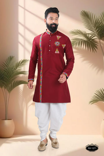 MAROON TONE ONLY KURTA WITH LACE & PATCHWORK ACCENTS FOR NAVRATRI