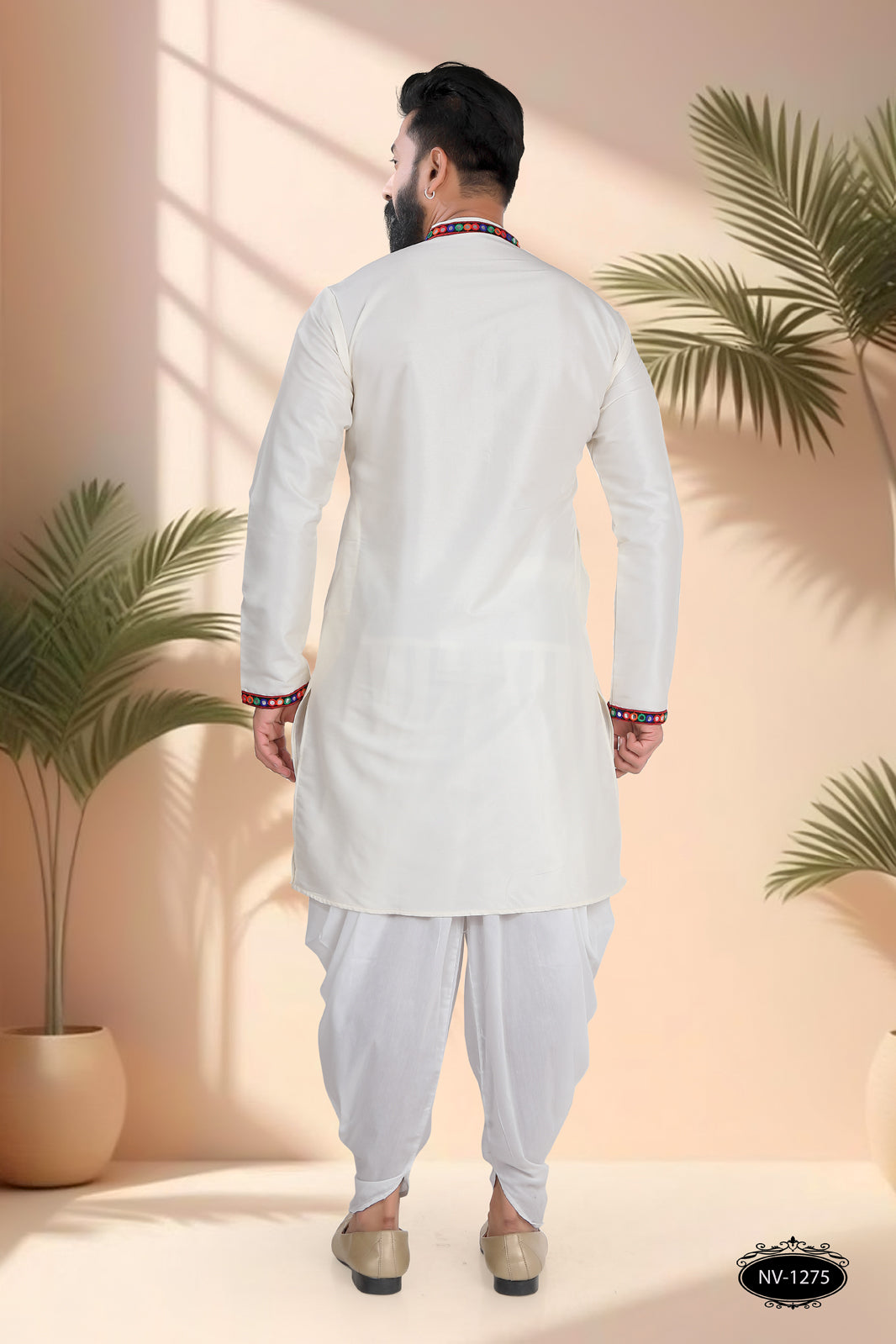 CREAM TONE ONLY KURTA WITH LACE & PATCHWORK FOR NAVRATRI