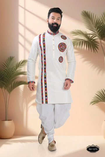 CREAM TONE ONLY KURTA WITH LACE & PATCHWORK FOR NAVRATRI