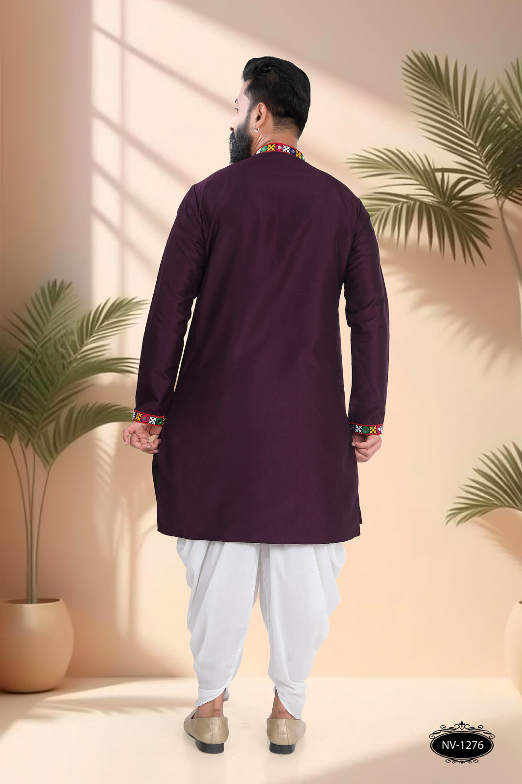WINE TONE ONLY KURTA WITH LACE & PATCHWORK ACCENTS FOR NAVRATRI