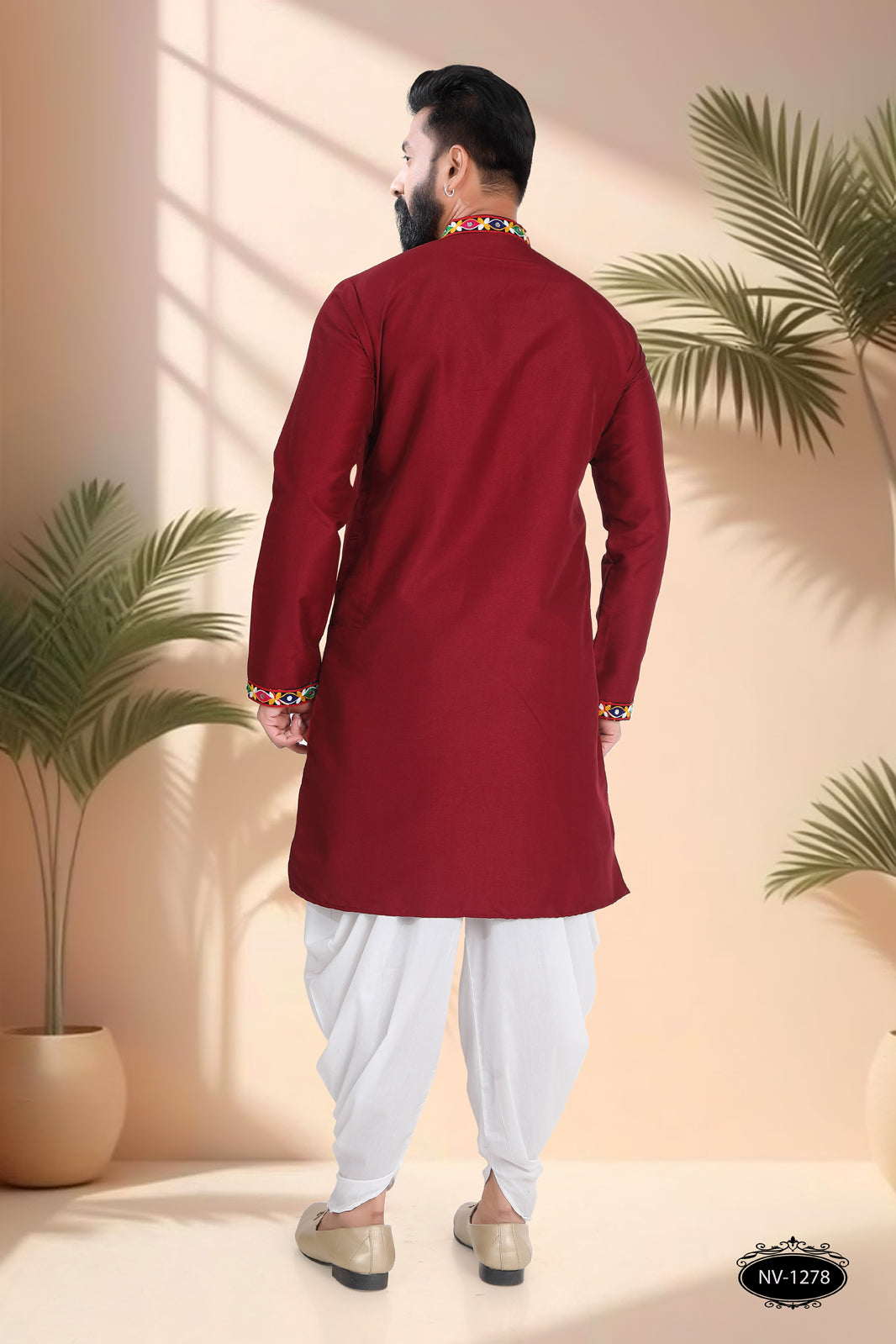 MAROON TONE ONLY KURTA WITH LACE ACCENTS FOR NAVRATRI