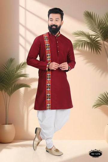 MAROON TONE ONLY KURTA WITH LACE ACCENTS FOR NAVRATRI