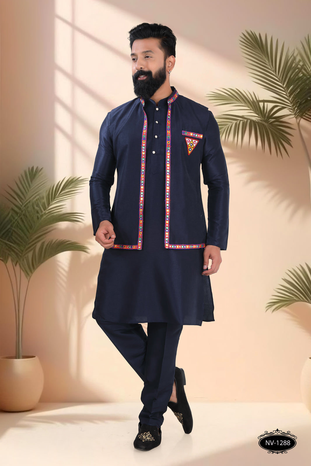 NAVRATRI NAVY-BLUE OPEN-STYLE ONLY JACKET
