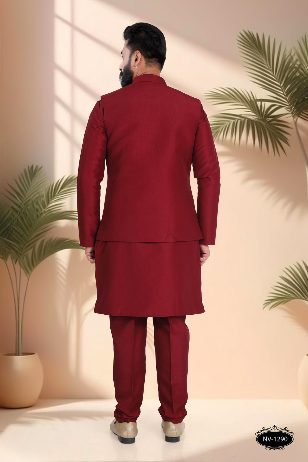 RICH MAROON OPEN-STYLE ONLY JACKET FOR NAVRATRI