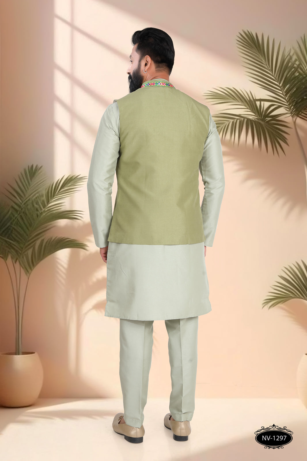 NAVRATRI GREEN TONE OPEN JACKET