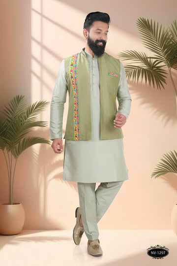 NAVRATRI GREEN TONE OPEN JACKET