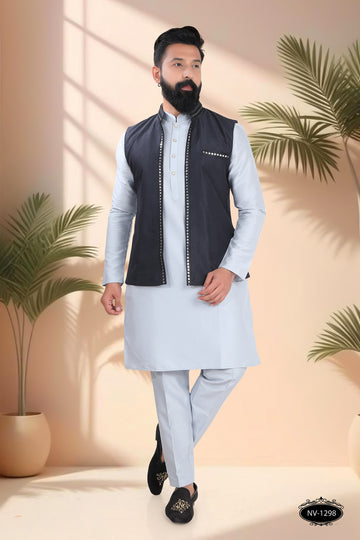 DEEP-BLUE OPEN JACKET FOR NAVRATRI