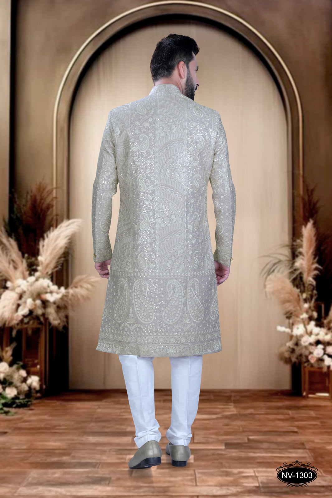 PINK BASE SHERWANI SET WITH HEAVY THREAD-WORK FOR EVERY TARDITIONAL OCCASIONS